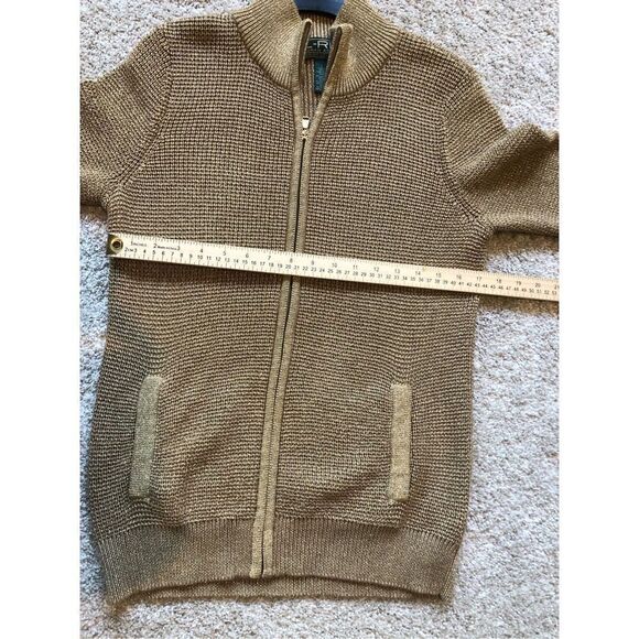 Lauren Ralph Lauren Women’s Gold Shimmery Zip Up Sweater Size L - Picture 4 of 5